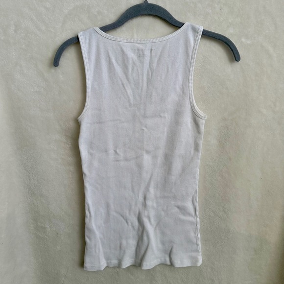 New York & Company White Ribbed Tank Top Gold Braided Neckline Detail Size Small - Picture 3 of 4